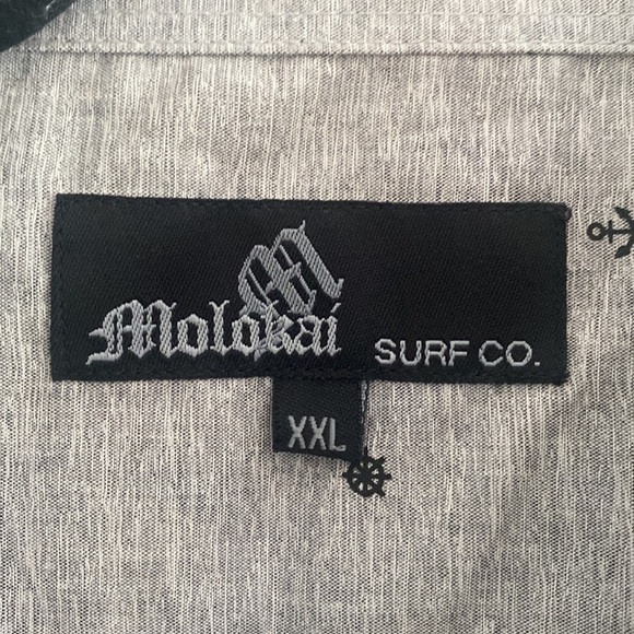 Molokai surf gray casual button up short sleeve nautical anchors and helm XXL - Picture 2 of 4